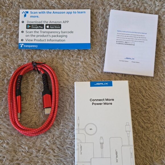 JSAUX USB-C to 3.5mm Aux Cable, 1 m – Red - Picture 3 of 3